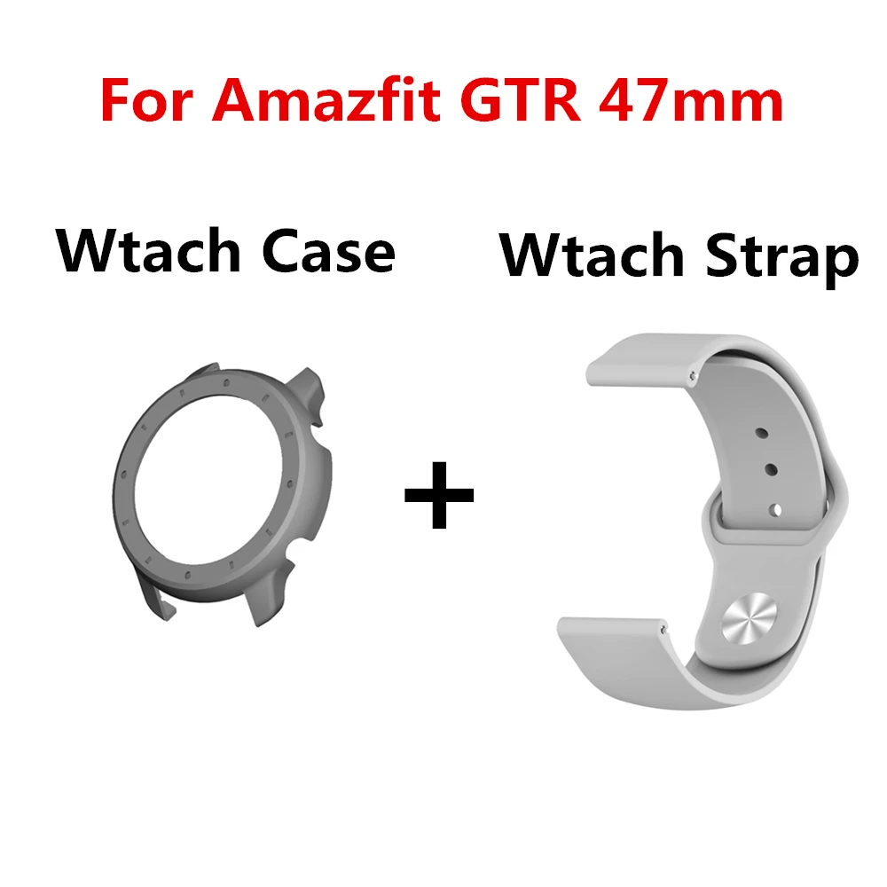 2в1 силиконовый спортивный ремешок для Xiaomi Huami Amazfit GTR 47 мм Смарт-часы 22 мм сменный Браслет для часов+ чехол для ПК - Цвет: 4