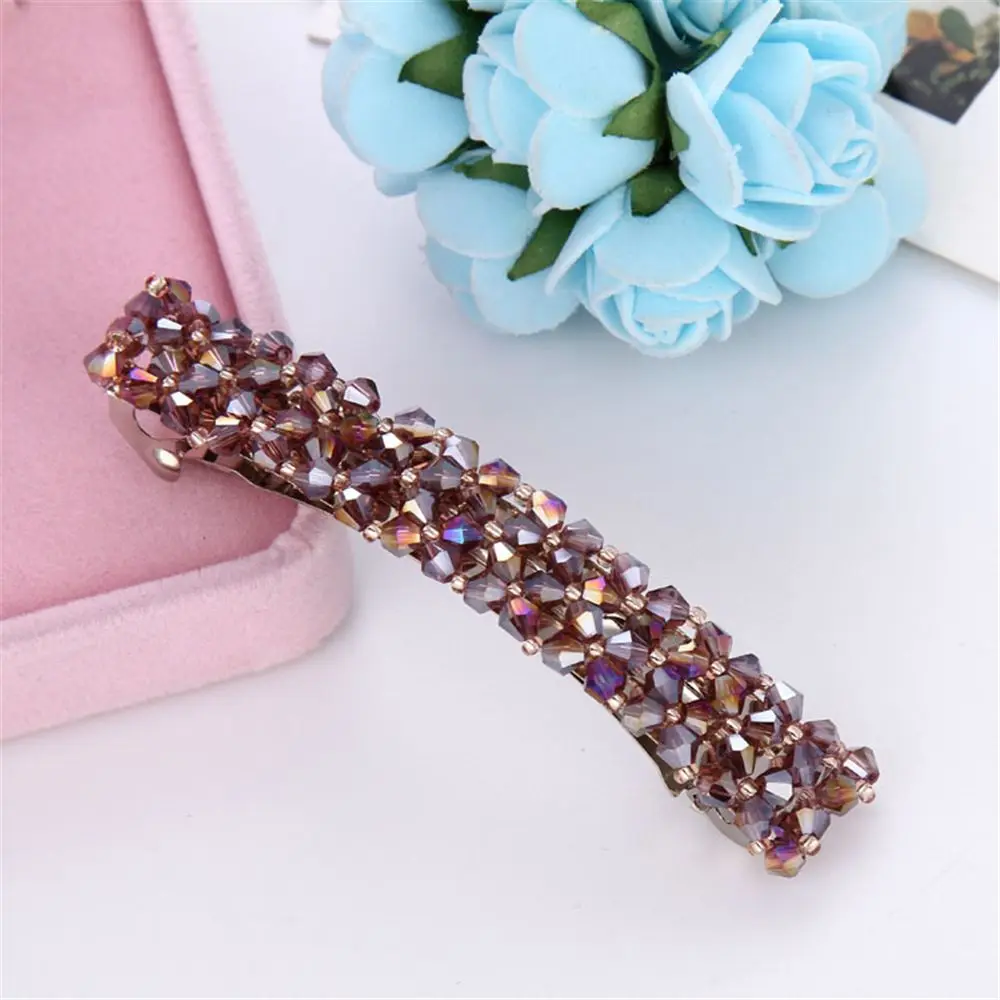 1Pcs Bling Crystal Hairpins Headwear for Women Girls Rhinestone Hair Clips Pins Barrette Styling Tools Accessories 7 Colors - Цвет: purple