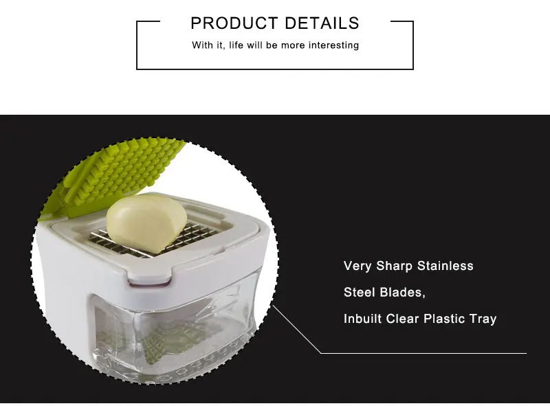 Sweettreats Чеснок Пресс очень острые лезвия из нержавеющей стали, встроенный прозрачный пластиковый лоток, зеленый