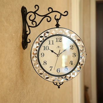 

Silent Modern Design Wall Clock Double Sided Vintage Outdoor Creative Wall Clock Living Room Reloj Pared Home Decoration JJ60WC