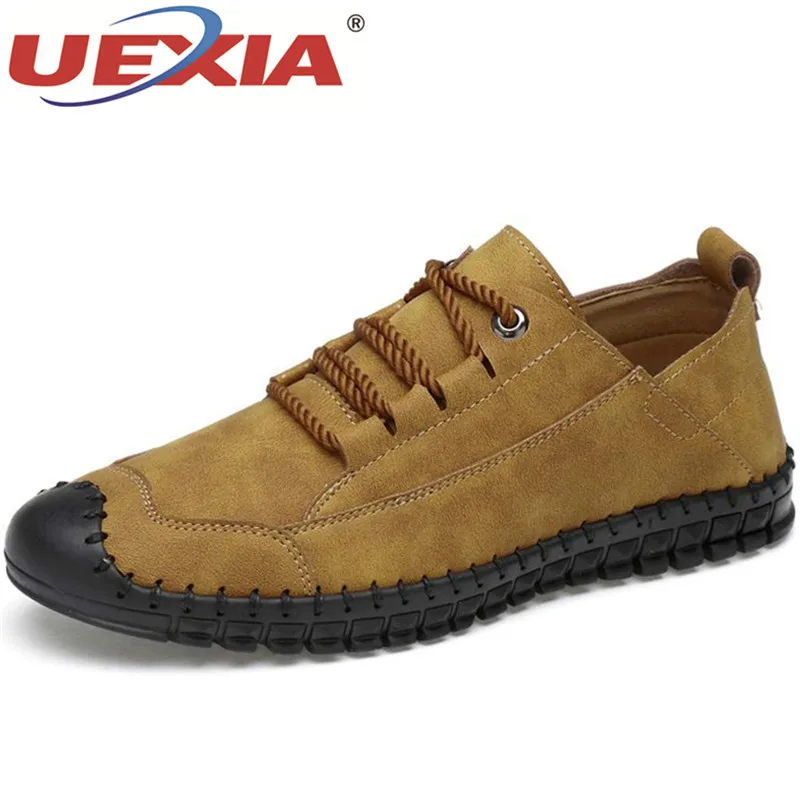 

UEXIA 2019 New Fashion Leather Spring Casual Shoes Men's Shoes Handmade Vintage Loafers Men Flats Hot Sale Moccasins Sneakers