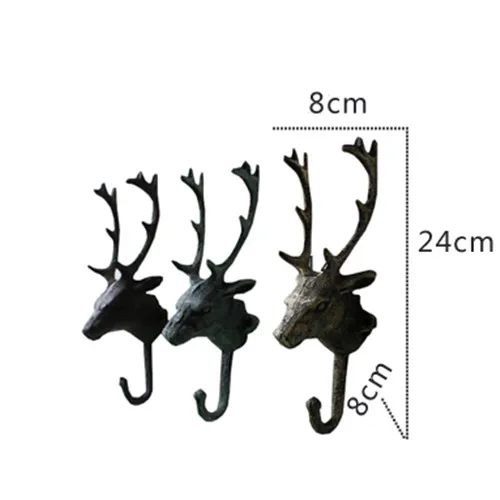 Cast Iron Deer Head Single Wall Hook / Hanger Animal Shaped Coat Hat Hook Heavy Duty, Rustic, Decorative Gift 4