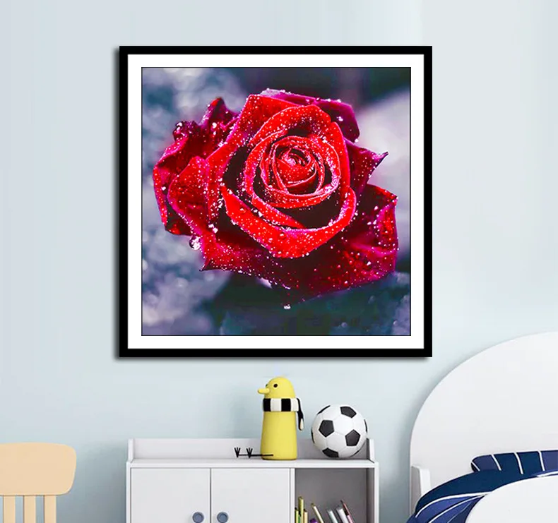 Стиль Кубик Рубика Алмазная картина покрытая стразами Цветущая Красная роза цветок спальня декоративная картина производители Dir