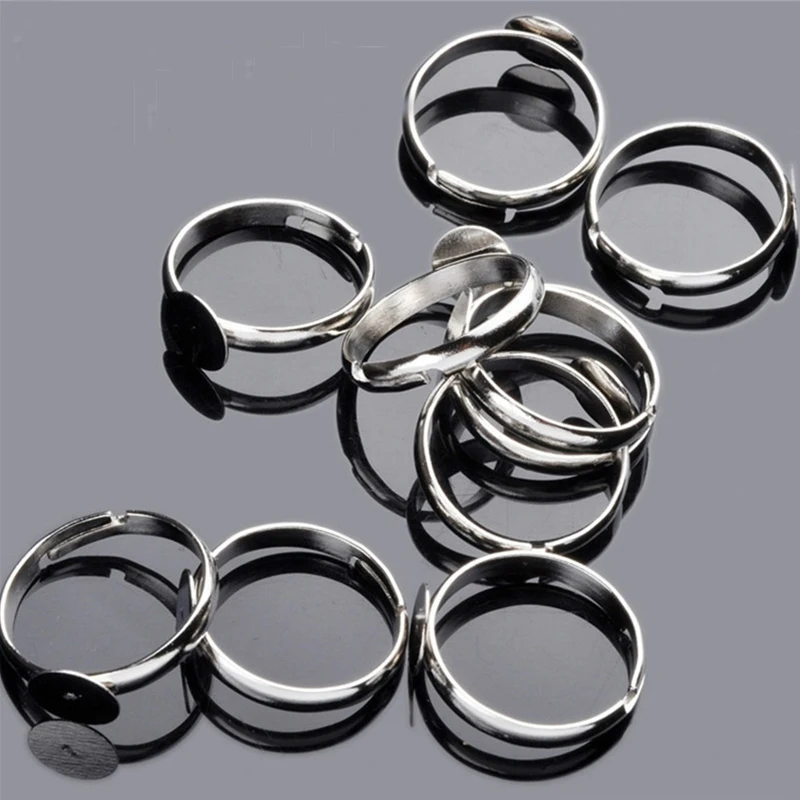 

20pcs Adjustable Blanks Hoop Rings Setting Bases Fit 8/10mm Gemstone Bottom Tray DIY Jewelry Making