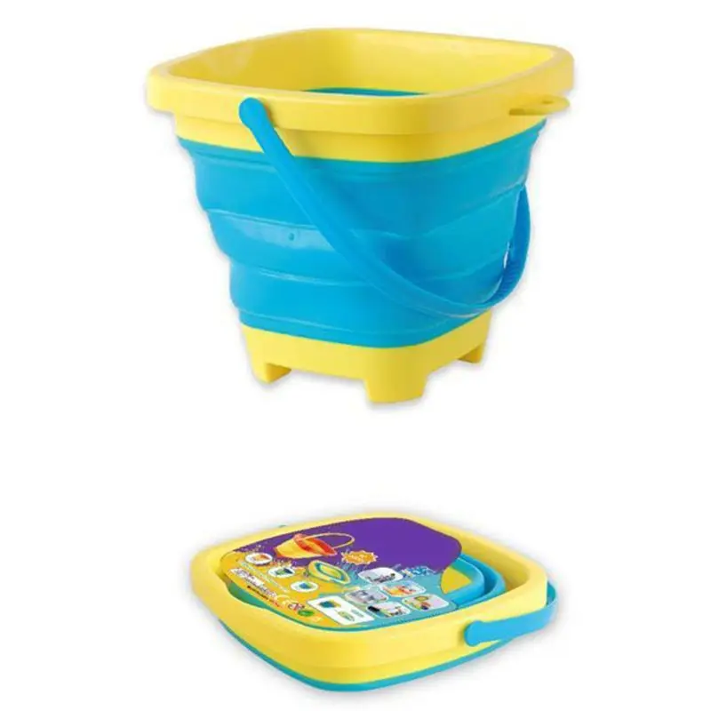 Portable Beach Bucket Sand Toy Foldable Collapsible Multi Purpose Plastic Pail N1HB 8