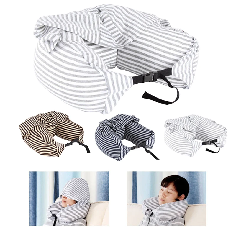 

Body Neck Pillow Solid Grey Nap Cotton Particle Pillow Soft Hooded U-pillow Textile Home Airplane Car Travel Pillow Accessories