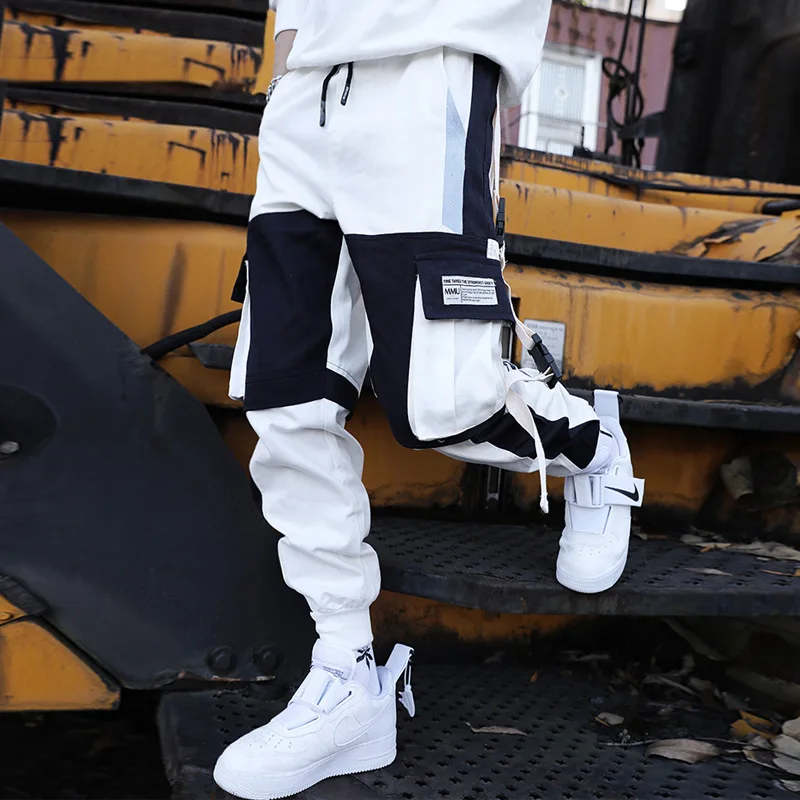 

Leggy pants men's trendy pants hip-hop loose stitching crash color casual pants boys work pants mens street wear Full Length