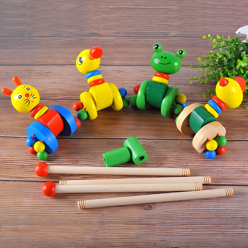 

Baby Walking Toys Wooden Animal Shape Toy Waggons Educational Children Learning Push Walkers