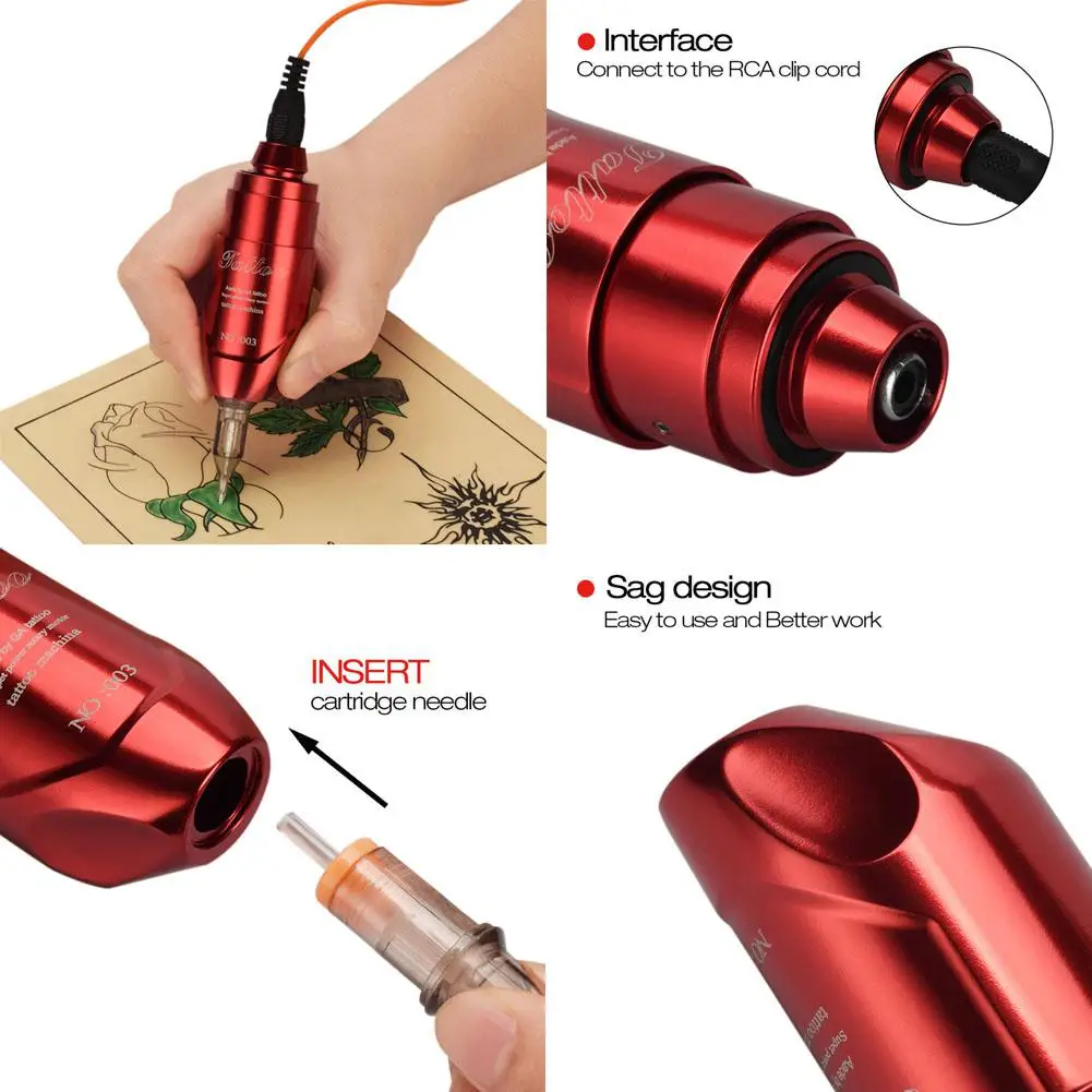 Тату-машина ручка Профессиональный тихий мотор татуаж тело искусство инструмент алюминий
