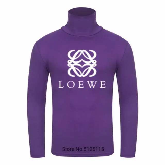 Purple-White Новинка, осенний и зимний мужской свитер, Мужская водолазка с логотипом Loewe, Повседневный свитер, Мужской приталенный брендовый вязаный пуловер - Цвет: Purple-White