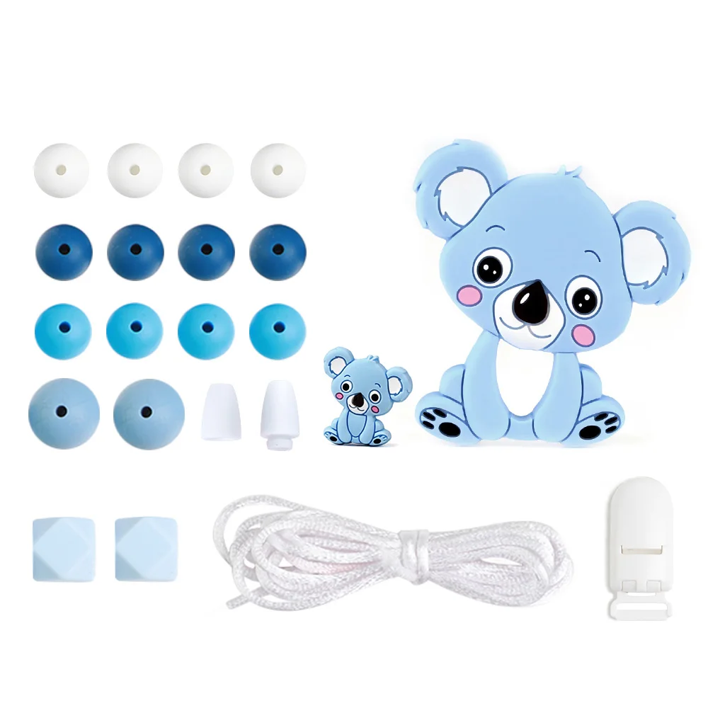 Baby Silicone Teether For DIY Baby Teething Necklace Toy Cartoon Koal Pacifier chain Clip Food Grade Silicone Beads Set - Цвет: diy5