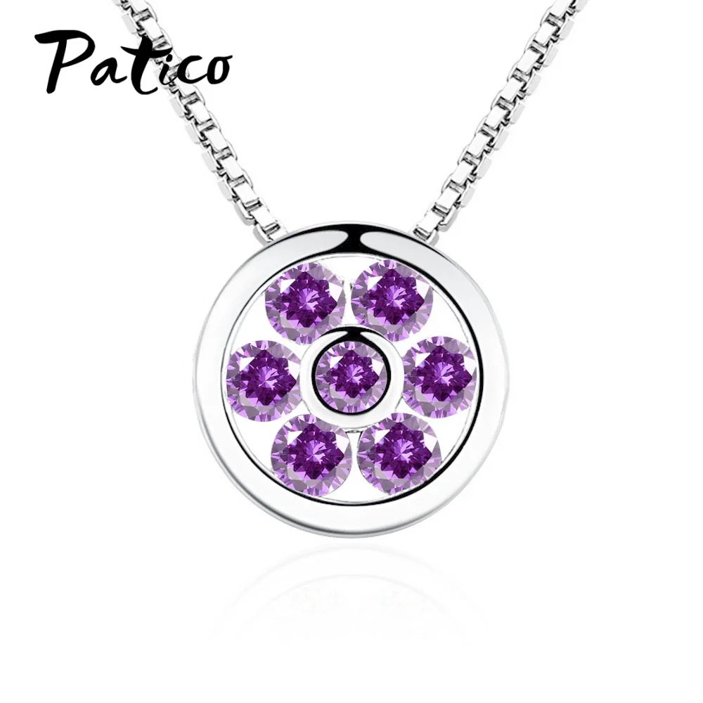 Purple Necklaces Дизайн, 925 пробы, серебряные Ювелирные наборы для женщин, подвеска, ожерелья, серьги, браслет, набор, модные ювелирные изделия из кубического циркония - Окраска металла: Purple Necklaces