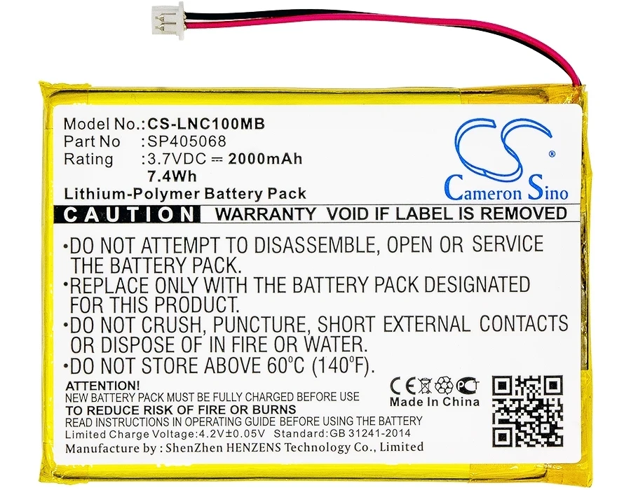 Аккумулятор Cameron Sino 2000 мАч для Luvion Prestige Touch Supreme Connect SP405068 | Электроника