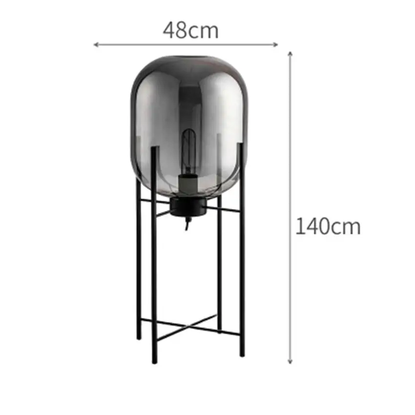 L Smoke Grey Скандинавский стеклянный светодиодный напольный светильник Vloerlamp, стоячий светильник s для гостиной, спальни, ресторана, торшер, Кухонные светильники - Цвет абажура: L Smoke Grey