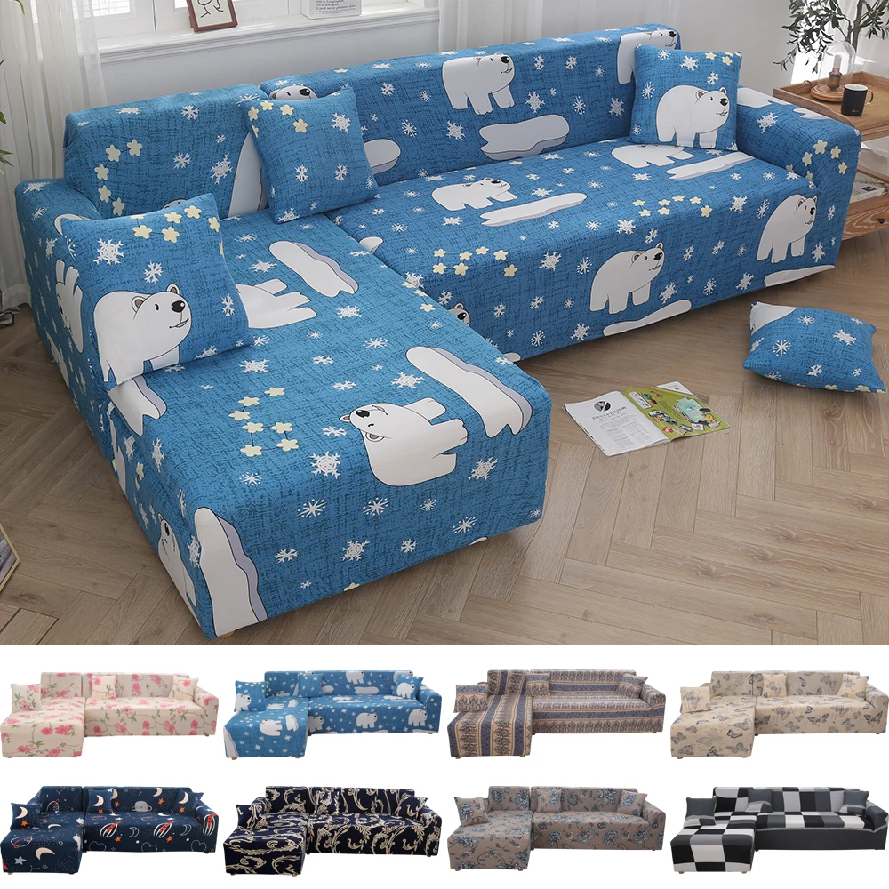 

2 pieces Christmas Pattern Elastic Sofa Cover Cotton Couch Cover Sofa Covers for Living Room Chaise Corner Sofa Longue Covers
