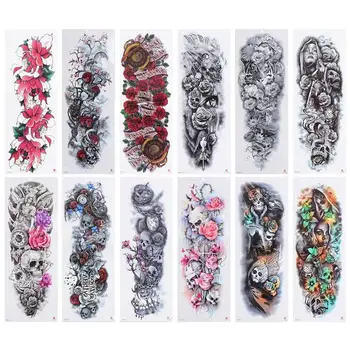 

12Pcs Skull Skeleton Halloween Temporary Removable Cool Holiday Thememd Waterproof Tattoo Stickers