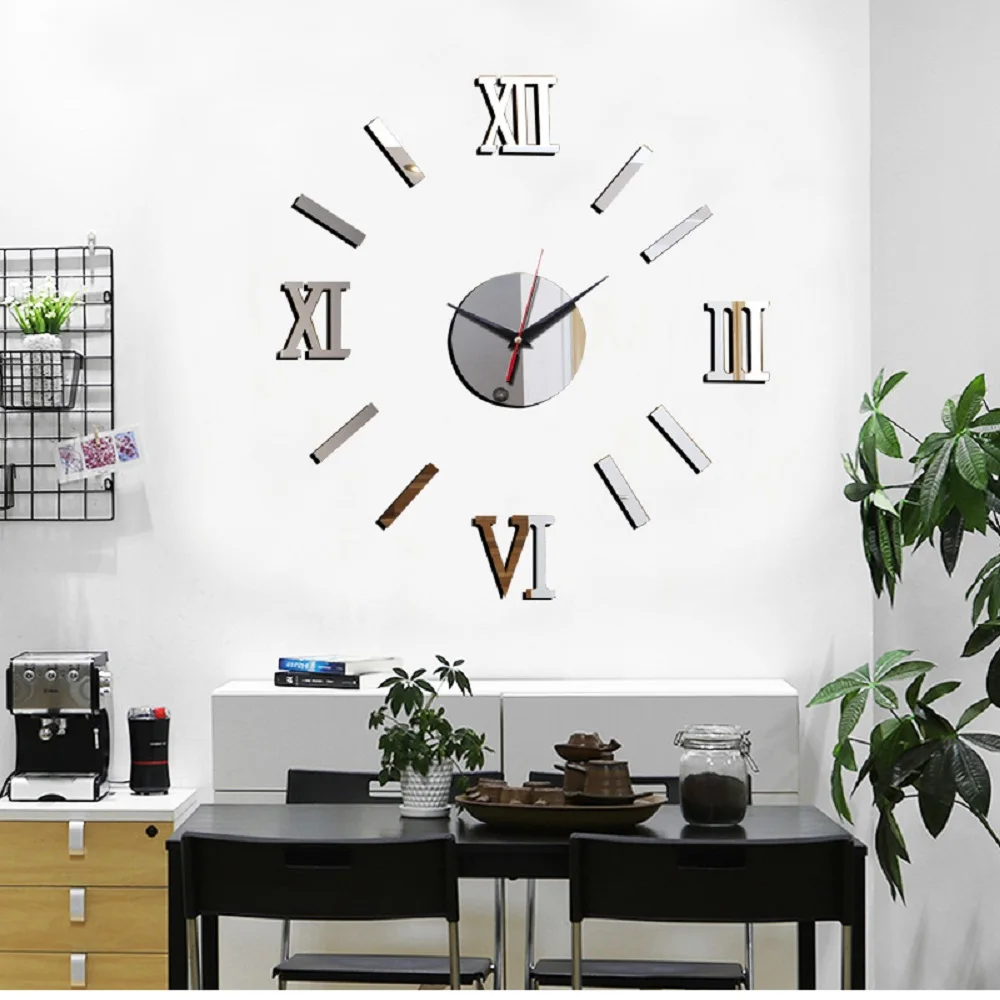 3D Wall Clock Acrylic Mirror Wall Stickers Modern DIY Wall Clocks Home Decor Living Room Quartz Needle reloj de pared 2020 NEW 27