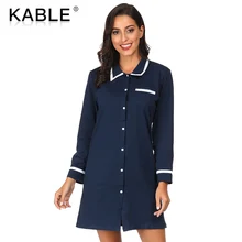 Простая классическая хлопковая домашняя рубашка с длинными рукавами отворот средней длины женская пижама