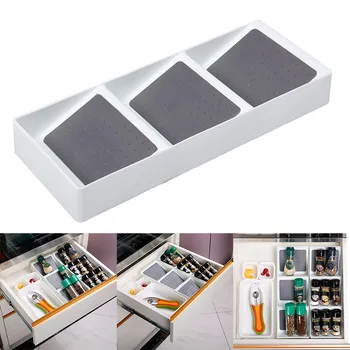 

Kitchen Spice Rack Drawer Storage Non-skid 3 Grids Organizers for Seasonings Bottles QJS Shop