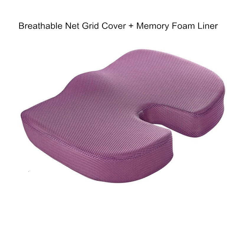 Breathable Purple U-образная подушка для сиденья из пены с эффектом памяти для женщин и мужчин, для формирования бедер, массажная подушка с защитой от геморроя, дышащая подушка для автомобиля с медленным отскоком - Цвет: Breathable Purple