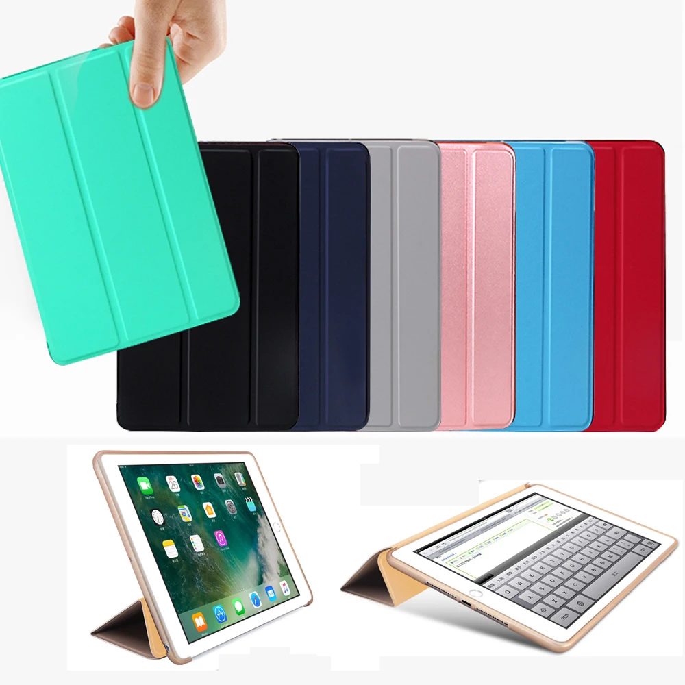 

For iPad Air 2 Case, PU Leather+Soft TPU Silicone Trifold Stand Smart Cover for iPad air 2