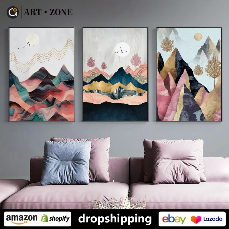 ART ZONE Modern Abstract Mountain Color creative landscape prints Wall Art Canvas posters Artwork Home living room bedroom Decor | Дом и сад