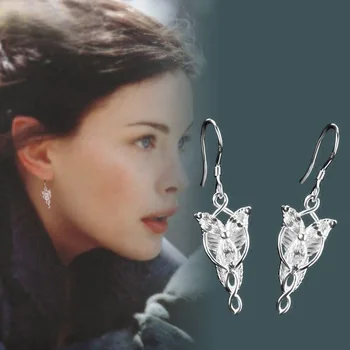 925 Sterling Silver Arwen Evenstar Drop Earrings Women Elfstone Elessar Aragorn Galadriel Elves Princess Crystal Movie Jewelry 1