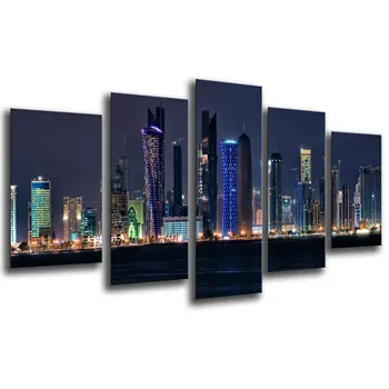 

Landscape City Dubai, Skyscrapers, photo print on wood, modern picture decorative 26198