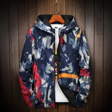 8XL куртка с цветочным принтом Осенняя мужская куртка с капюшоном Тонкая мужская модная ветровка с длинными рукавами брендовая одежда