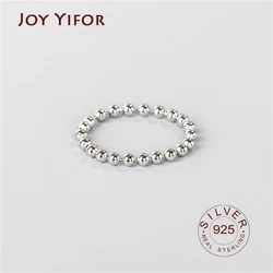 Real 925 Sterling Sliver Beaded Thumb Rings for Women Simple Dotted Stack Ring 2019 Minimalist Adjustable Ball Rings Band