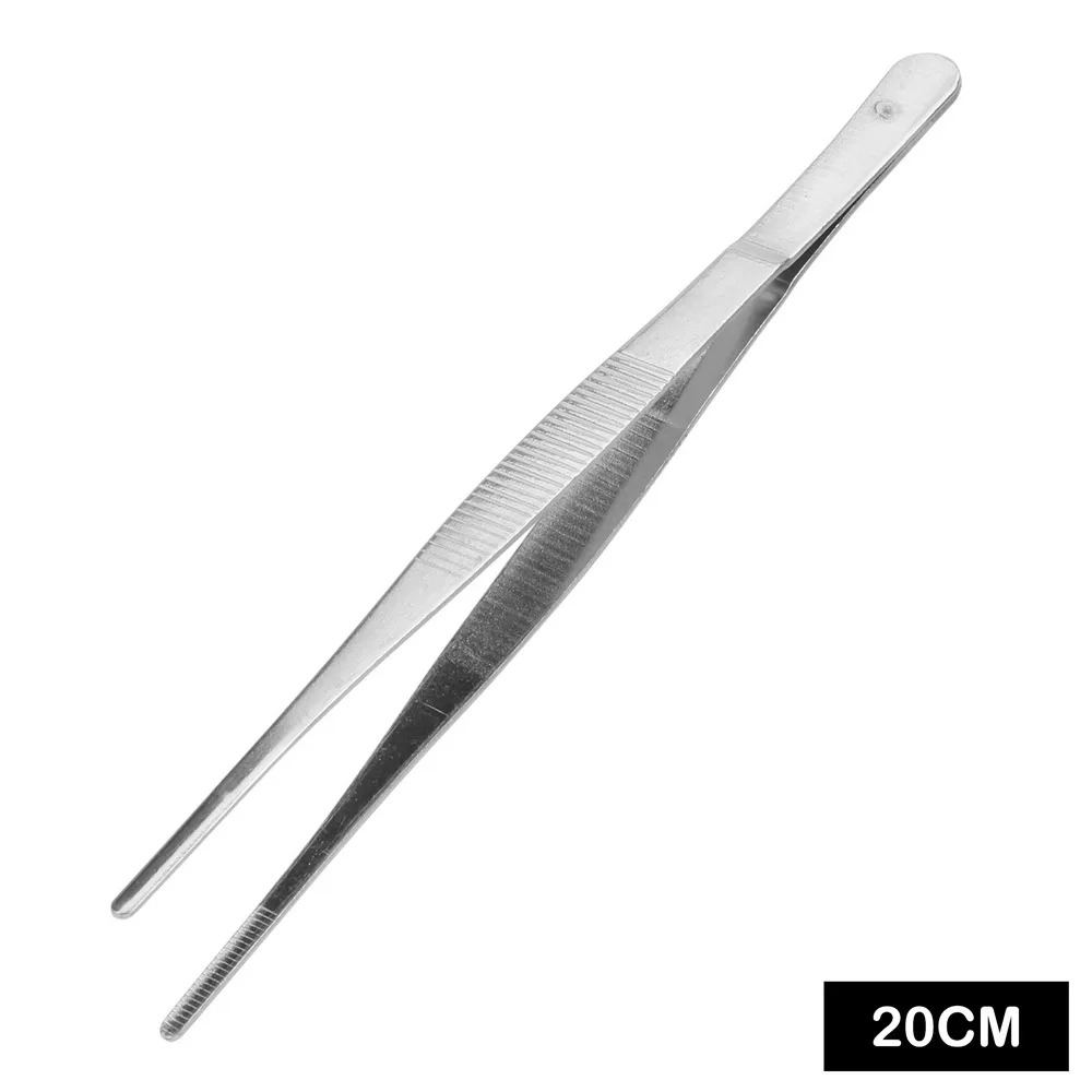 20CM/30CM Home Medical Garden Kitchen BBQ Tool Long Barbecue  Food Tong Stainless Steel Straight  Tweezer Toothed Tweezer