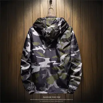 

Men's Jacket Camouflage Hooded Hip Hop Coats Man Windbreaker 2019 Harajuku Streetwear Spring Autumn Casual Sporting Plus Size