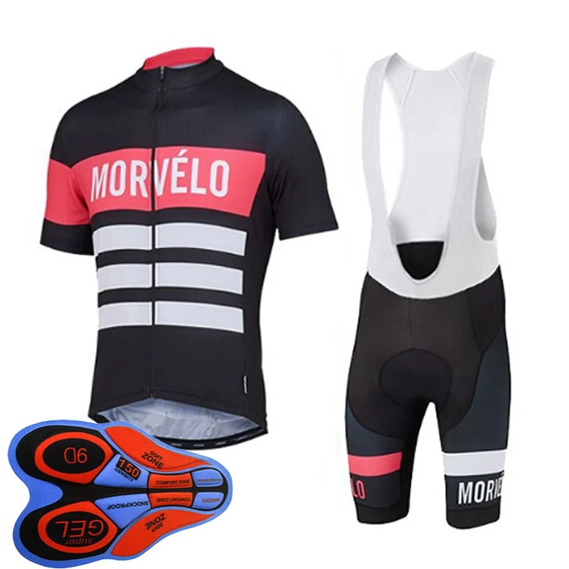 Morvelo Команда Лето Велоспорт Джерси Комплект Одежда для велопрогулок, дышащая мужская рубашка с коротким рукавом велосипед нагрудник шорты 9D гель pad S92522 - Цвет: Q11