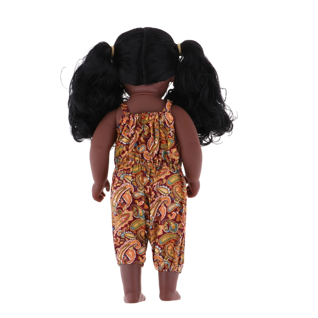 Beautiful Simulation Vinyl Baby Doll African-American Little Girl Doll With Curly Long Hair
