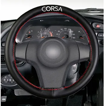 

Black Genuine Leather Hand Sew Car Steering Wheel Cover for Opel Corsa Car Accessories