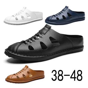 

2020 New Summer Men Beach Sandals Comfortable High Quality Fashion Slippers Hollow out Leather Outdoor Male Casual Sneakers