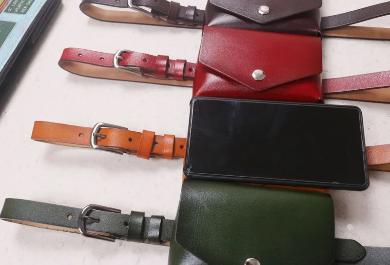 Solid Cow Leather WOmen Mini Fanny Packs Genuine Leather Lipstick Money Waist Packs Female Plus Size Waist Belt WIth Bag