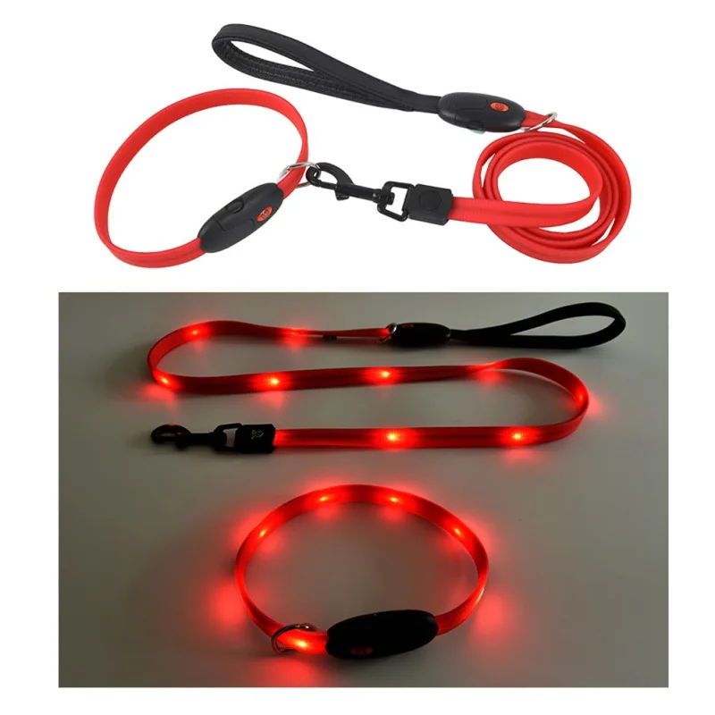 Собака Glowband ошейники для собак тяговый трос нейлон мягкий светодиодный