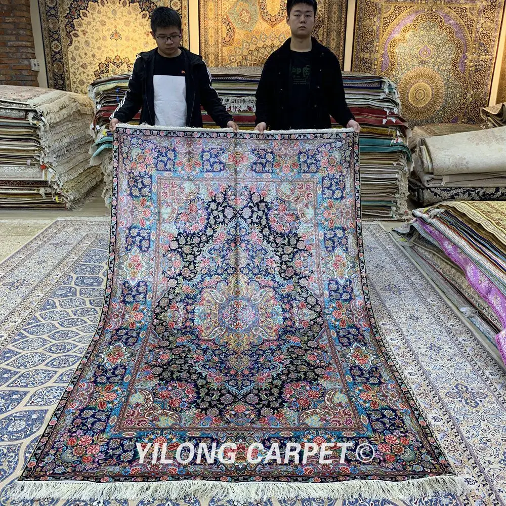 Yilong 5'x8' персидские ковры ручной работы античный турецкий медальон шелковый ковер(ZSH003AF