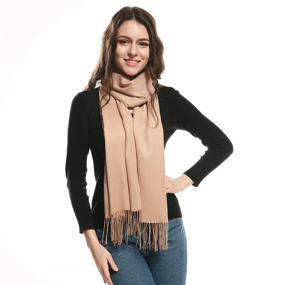 

Fashion Solid Color 2020 Women Scarf Winter Hijabs Tessale Tassels Long Lady Shawls Cashmere Like Pashmina Hijabs Scarves Wraps