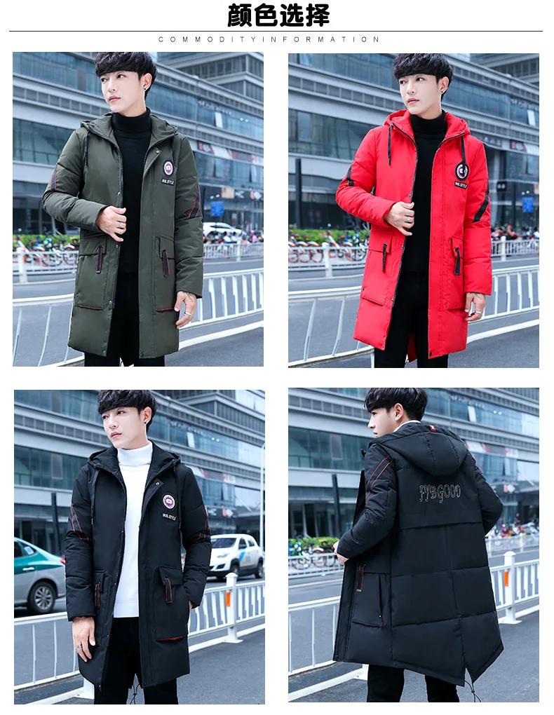 Men Winter Coat New Style Mid-length Cotton-padded Clothes Trend Handsome down Jacket Cotton-padded Clothes Autumn And Winter Th