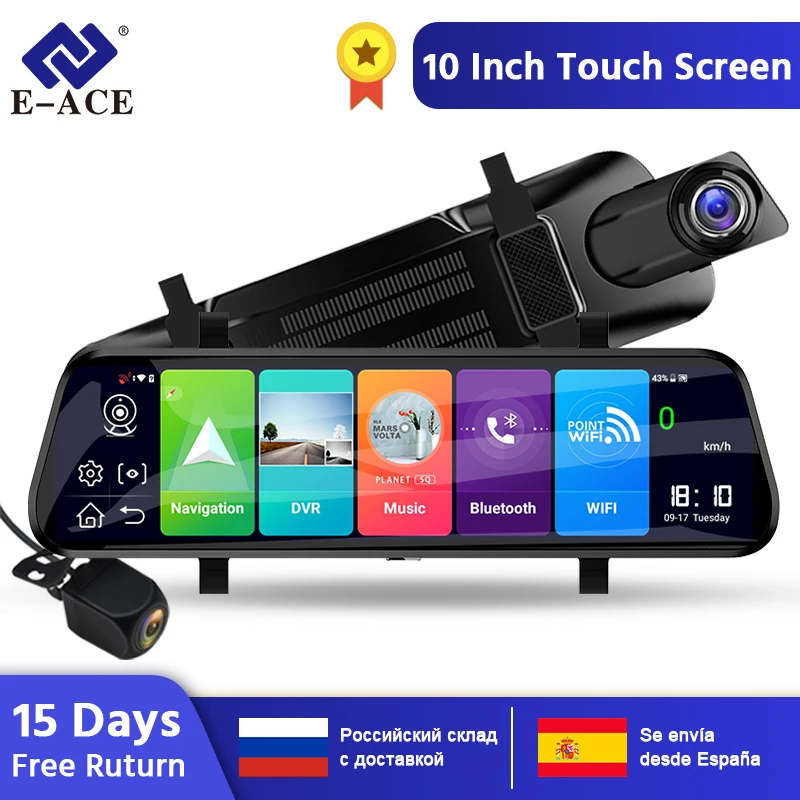  E-ACE D13 Auto Dvr 10 Zoll Streaming Rückspiegel FHD Dash Cam 4G Android GPS Navigation Auto Kamera