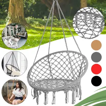 

Nordic Cotton Rope Hammock Chair Handmade Knitted Indoor Outdoor Kids Swing Bed Adult Swinging Hanging Chair Hammock