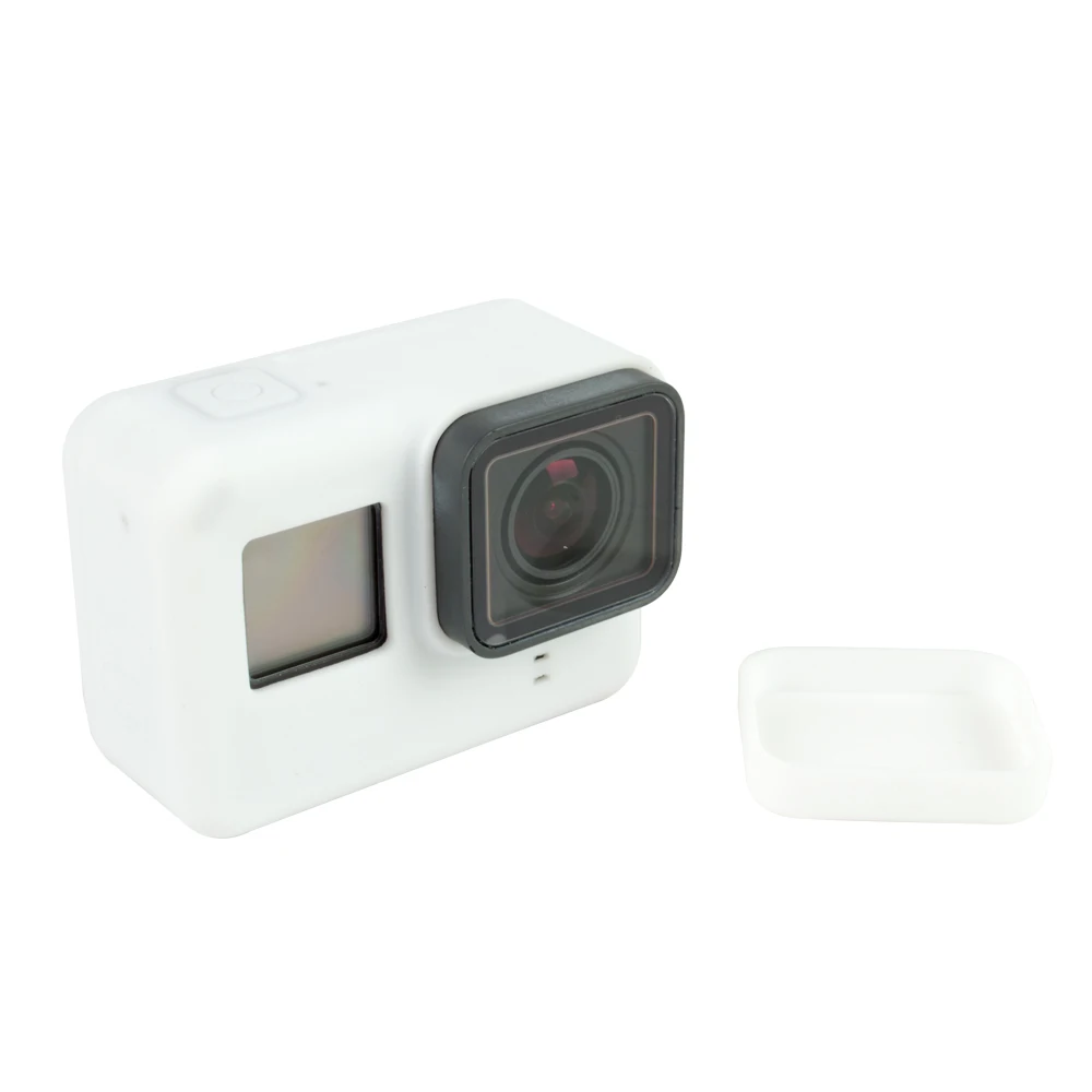 Для Go Pro 5 6 7 аксессуары чехол для экшн-камеры защитное кремниевое наружное покрытие+ крышка объектива для камеры GoPro Hero 7 Black Hero - Цвет: white