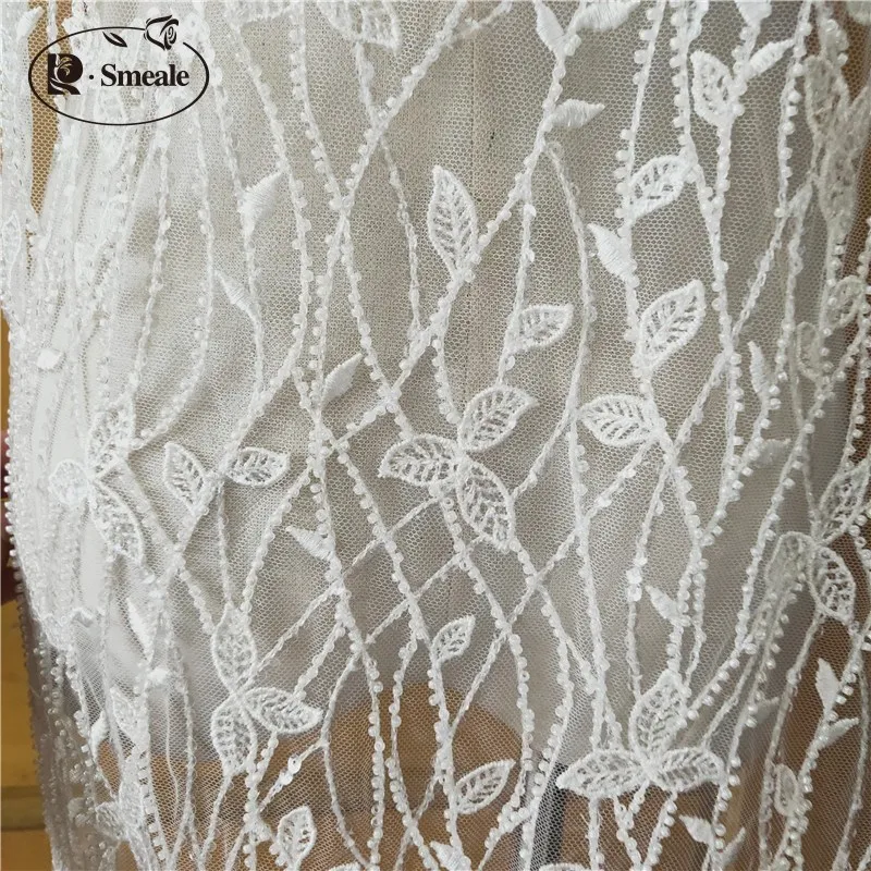 Бисерные блестки вышитая кружевная ткань свадебное платье DIY аксессуары