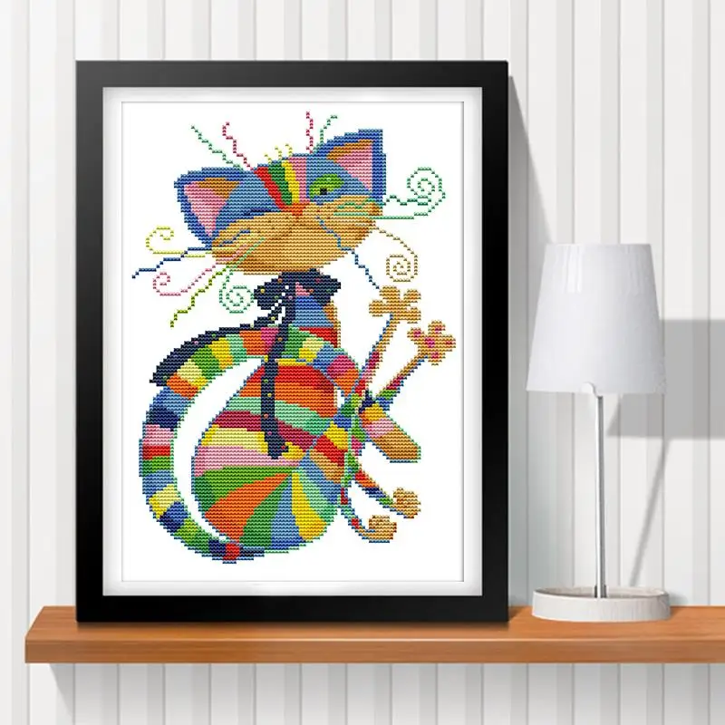 

Joy Sunday Unicorn Cross Stitch Kit Colorful cat 14CT pattern DMC embroidery needlework sets decorations for home hogar modern