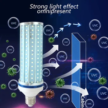 

60W UV Germicidal Lamp LED UVC Bulb E27 E26 Disinfection Light Timing Remote Control