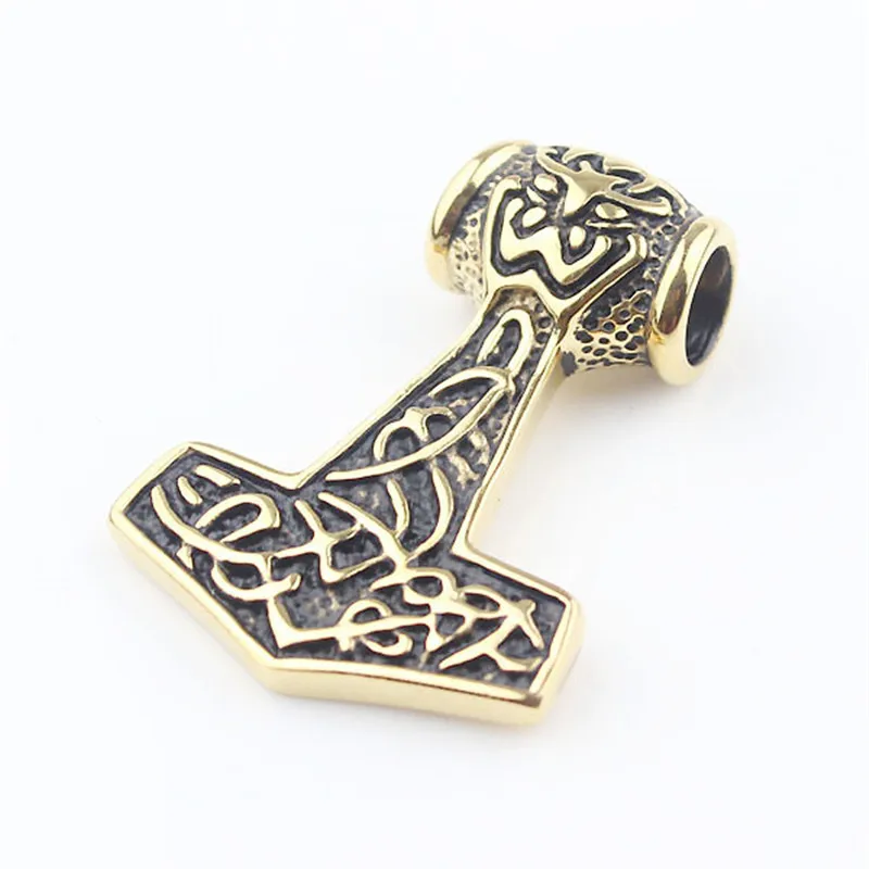 Gold Tone Myth Thor'S Hammer Norse Magick Mjolnir Ciondolo In Acciaio Inossidabile