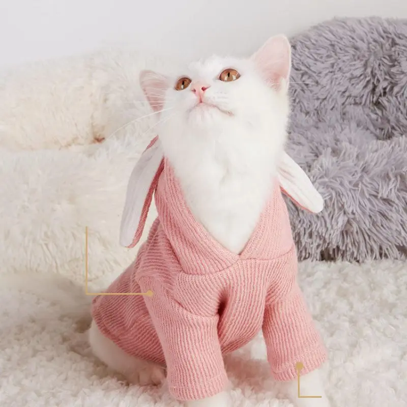 Милый Французский бульдог пальто с капюшоном куртка зимний теплый комбинезон для животных милый кролик уши форма костюм для щенка кошки