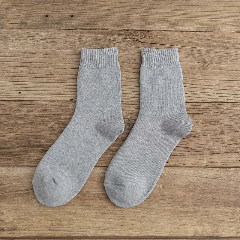 Light grey Лидер продаж, толстый однотонный Для мужчин носки из мериносовой шерсти высокого качества от холода для снежной погоды теплые сапоги для русской зимы на смешные мужские носки 5 пар/компл - Цвет: Light grey